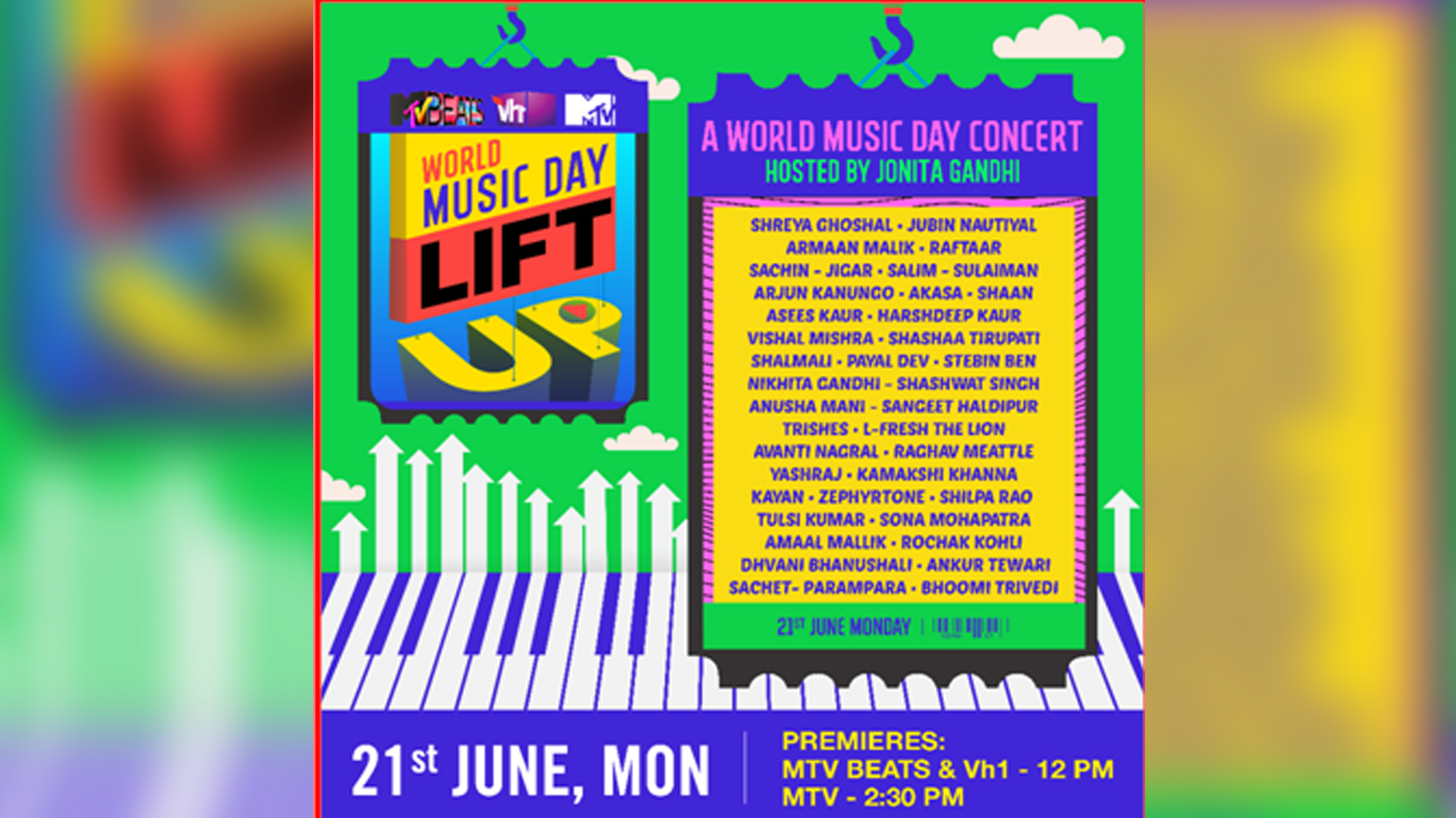 This World Music Day, Lift Upyour spirit, with MTV BEATS, Vh1and MTV#LiftUpWithMusic