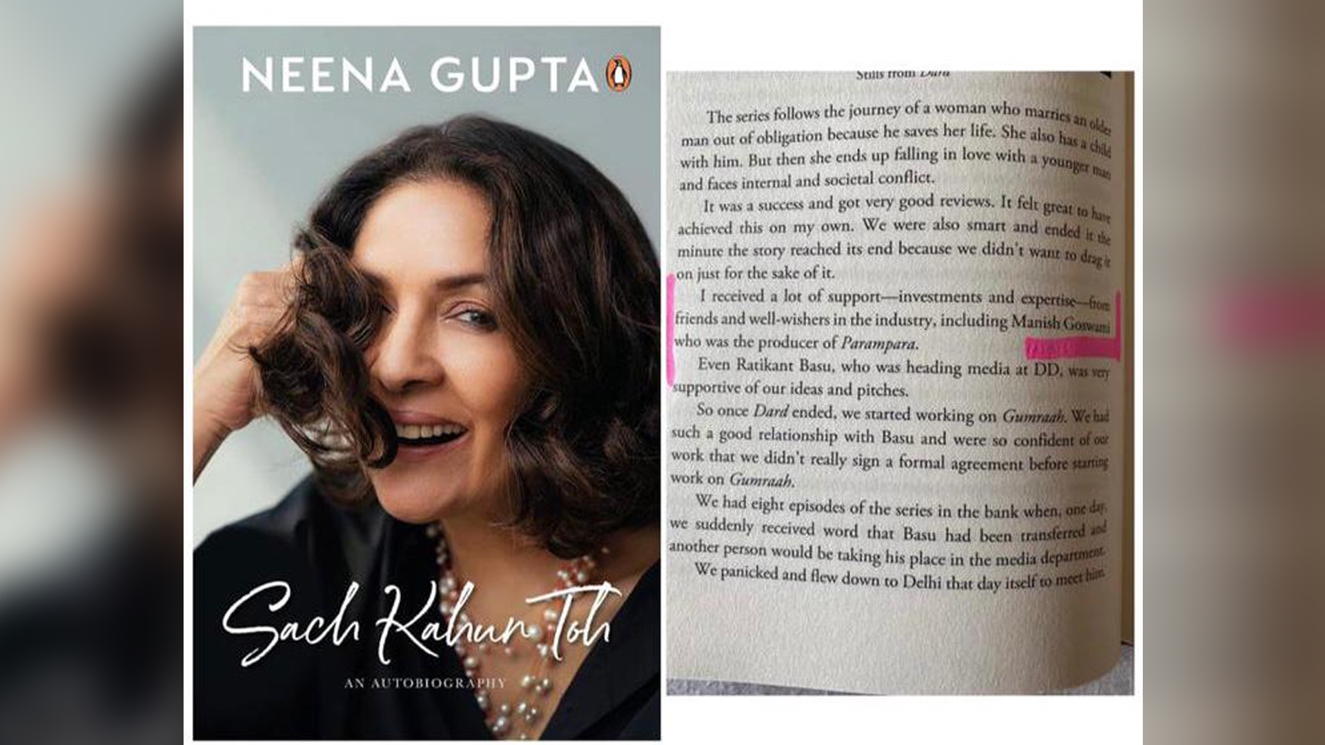 Actor Neena Gupta recently launched her autobiography ‘Sach Kahu Toh’ and fondly mentions Producer Manish Goswami recalling her television acting journey.