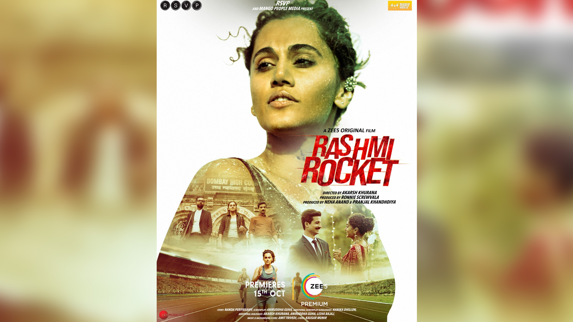 RUNNING TOWARDS ANOTHER HIT? ZEE5 ANNOUNCES NEXT ORIGINAL, ‘RASHMI ROCKET’ TAAPSEE PANNU IS FULL OF GRIT AND DETERMINATION IN THE POSTER FILM PREMIERES 15TH OCTOBER