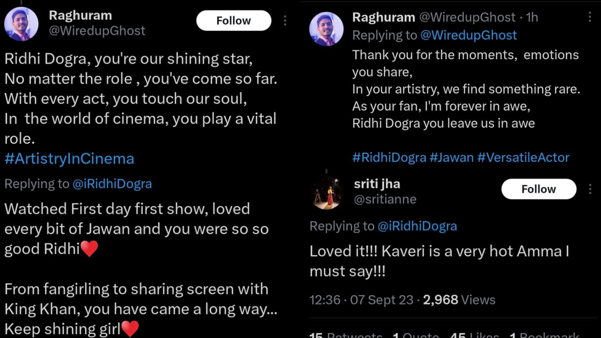 “Kaveri is a very hot Amma I must say!!” says fans for Ridhi Dogra’s performance in Jawan