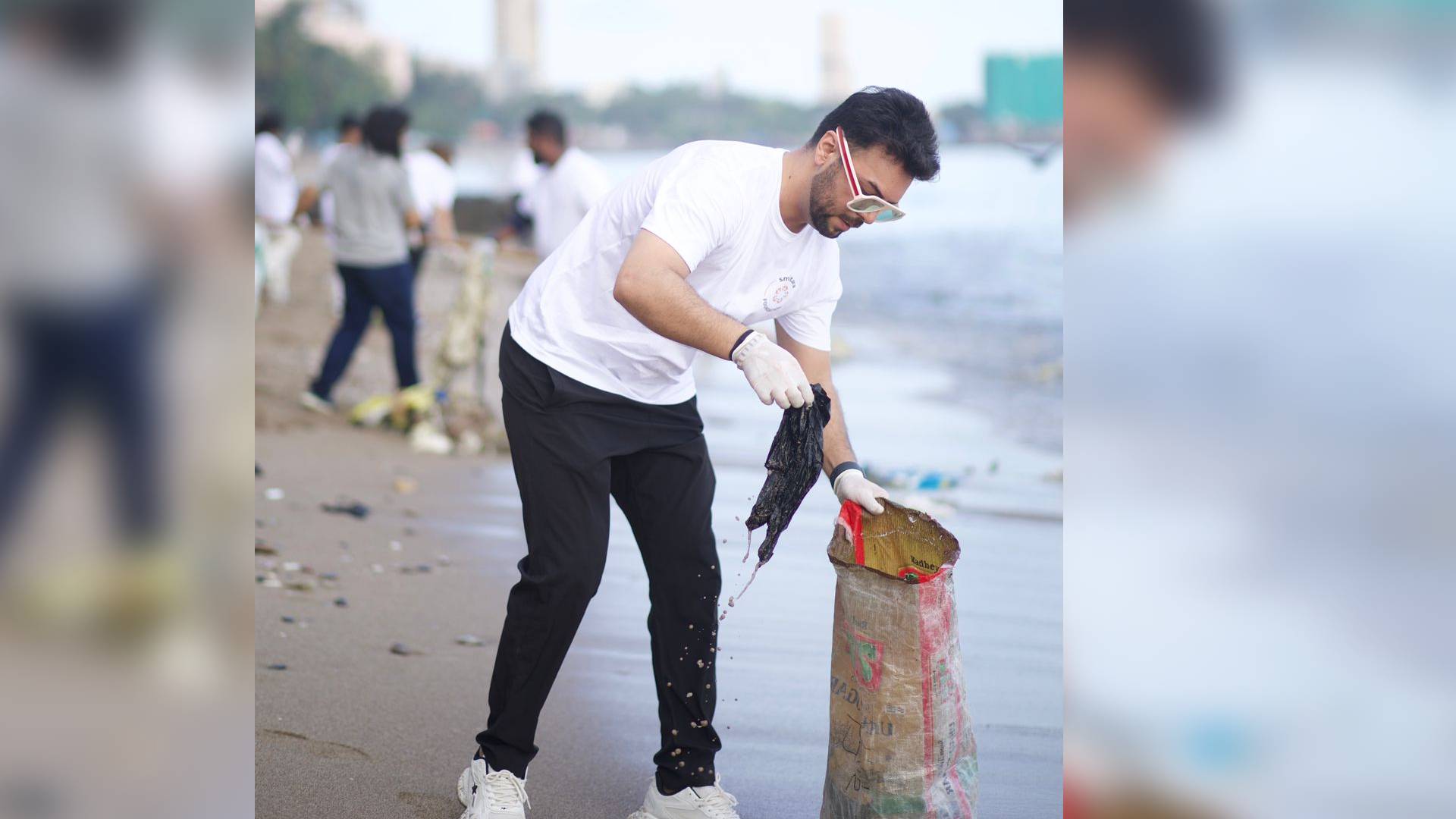 Sanjay Gagnani participates in a beach clean-up drive on World Environment Day