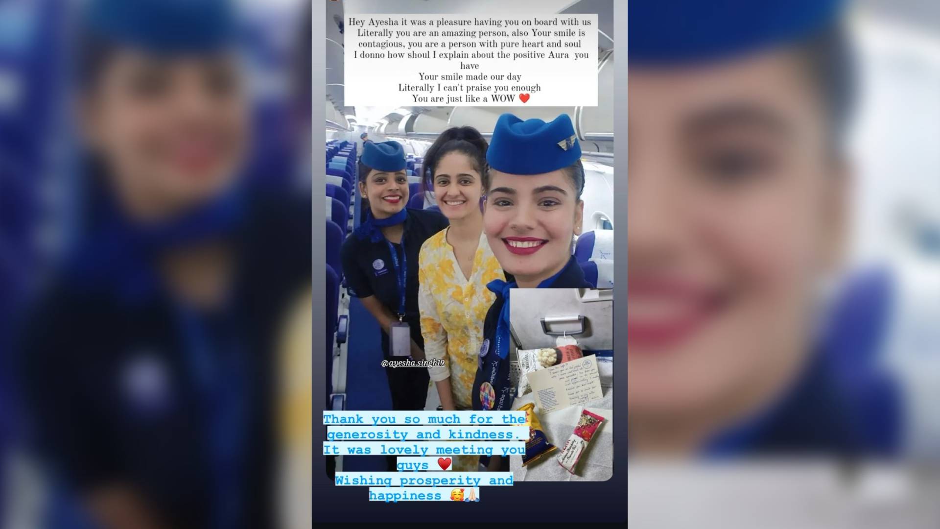 Ayesha Singh Gets a Sweet Surprise from Flight Crew