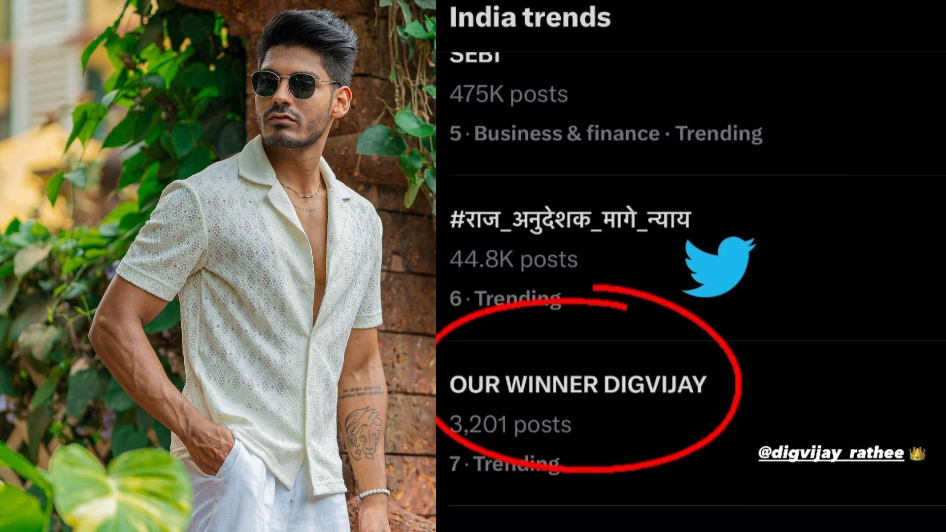 Digvijay Singh Rathee Sets Twitter Ablaze: Splitsvilla X5’s Top Trendsetter as #OurWinnerDigvijay