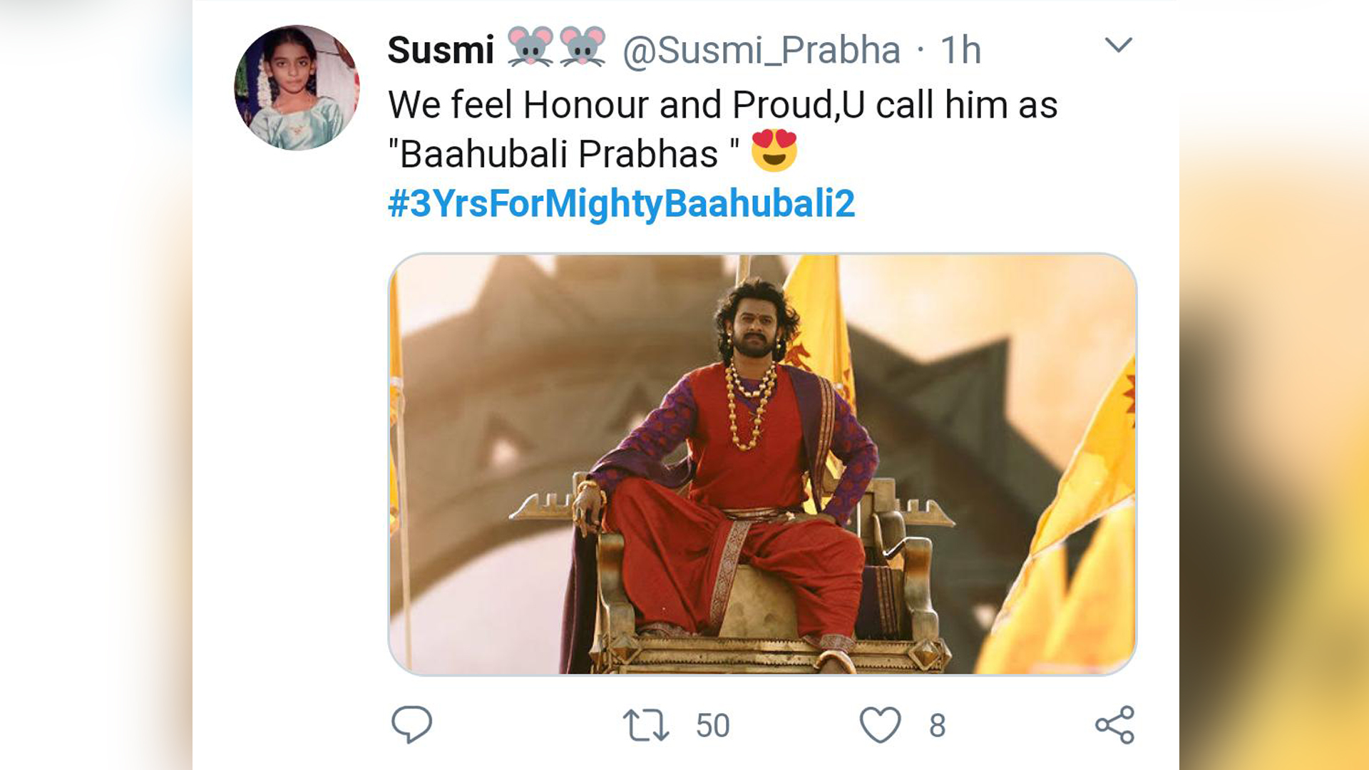 The trend has already begun for #3YrsForMightyBaahubali2; Truly Prabhas’ fans are super excited for the anniversary!