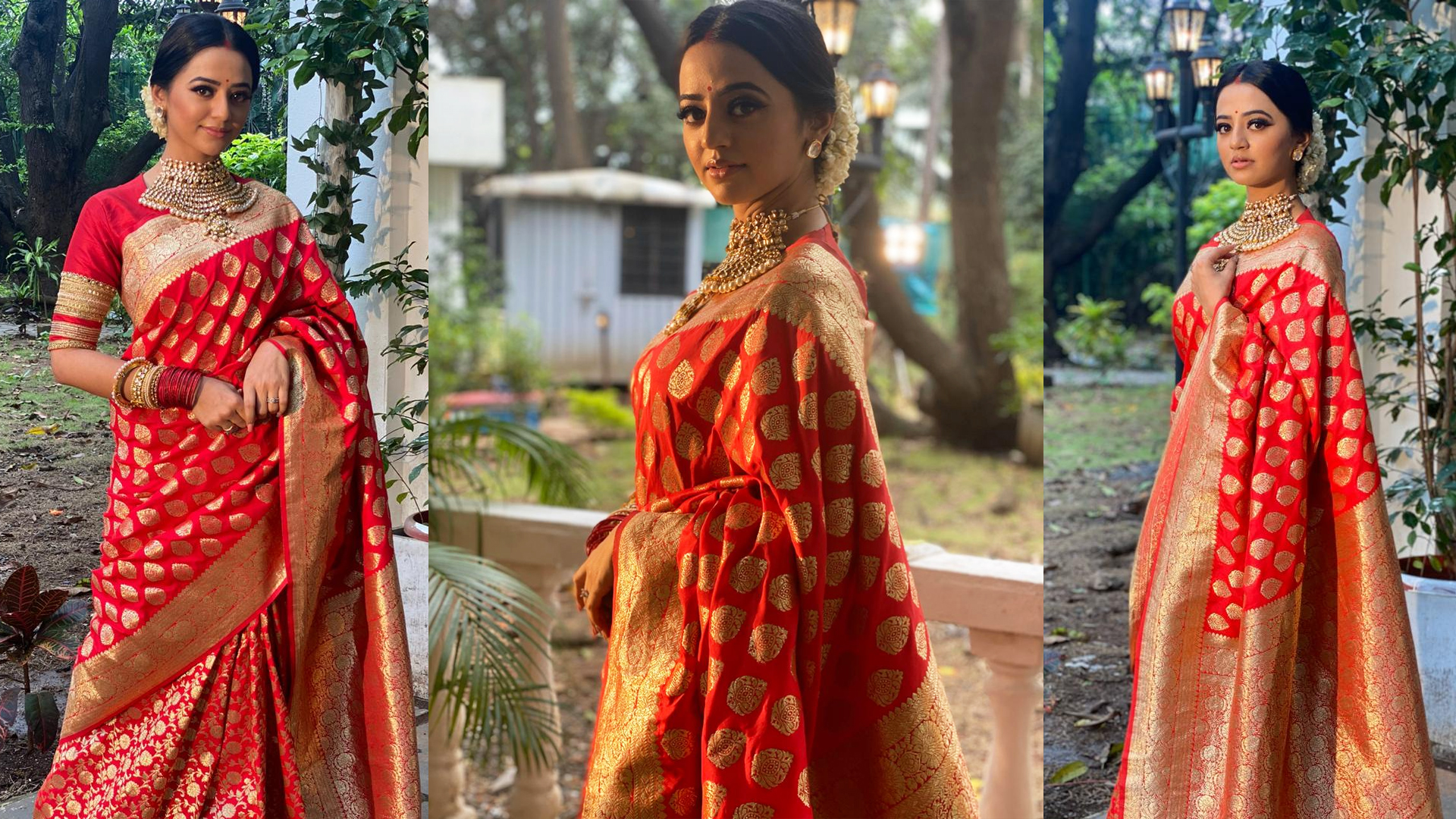 Helly Shah totally reminds us of the legendary Bollywood actress Rekha in this gorgeous Kanjeevaram saree