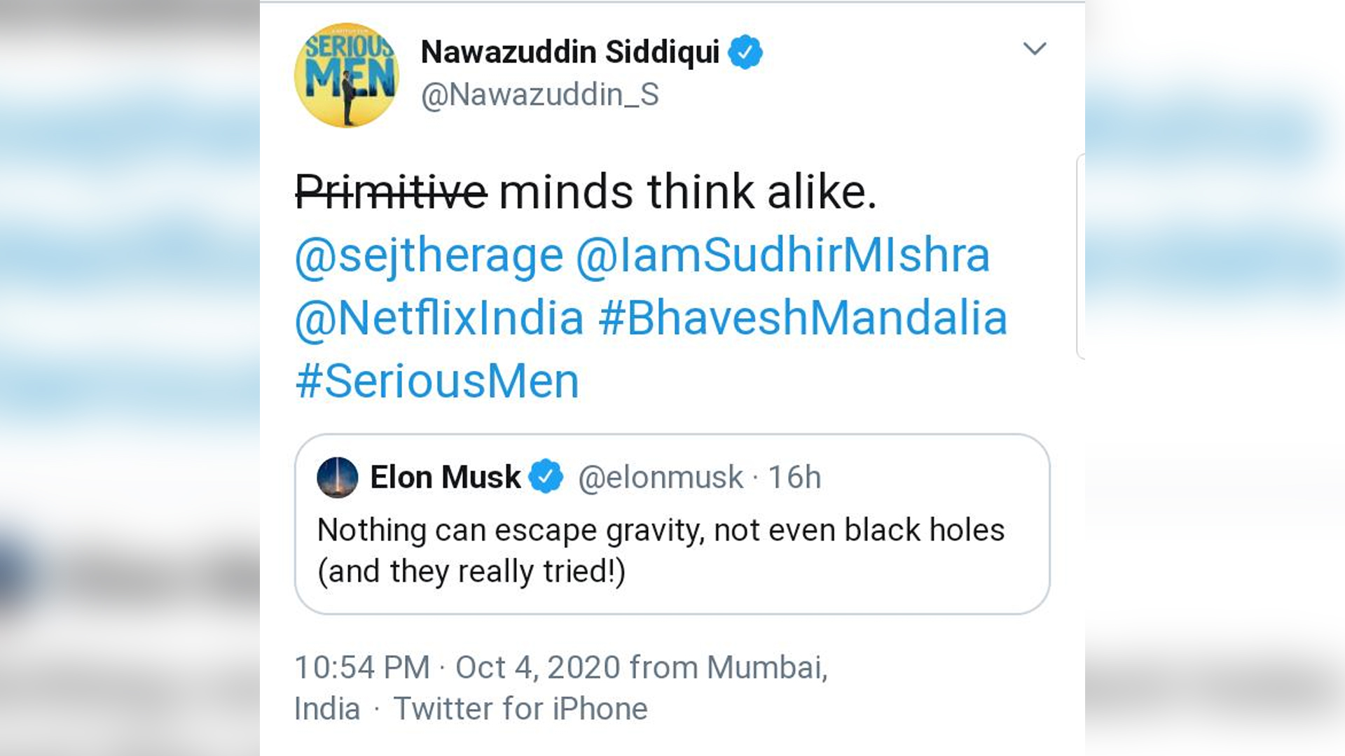 Did Elon Musk watch Nawazuddin Siddiqui’s recent release- Serious Men?