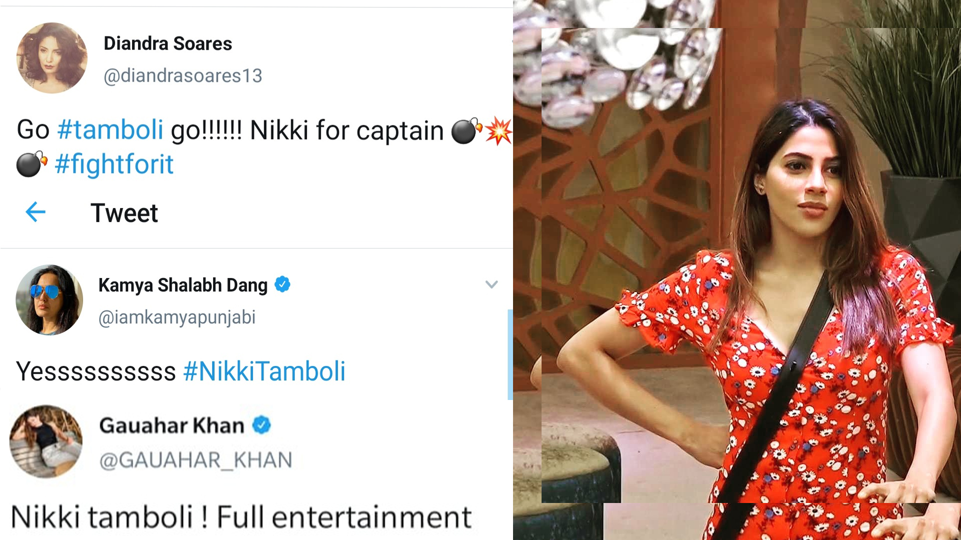 Former Bigg Boss 14 contestants Kamya Punjabi, Diandra Soares and senior Gauahar Khan lauds Nikki Tamboli on her captaincy take