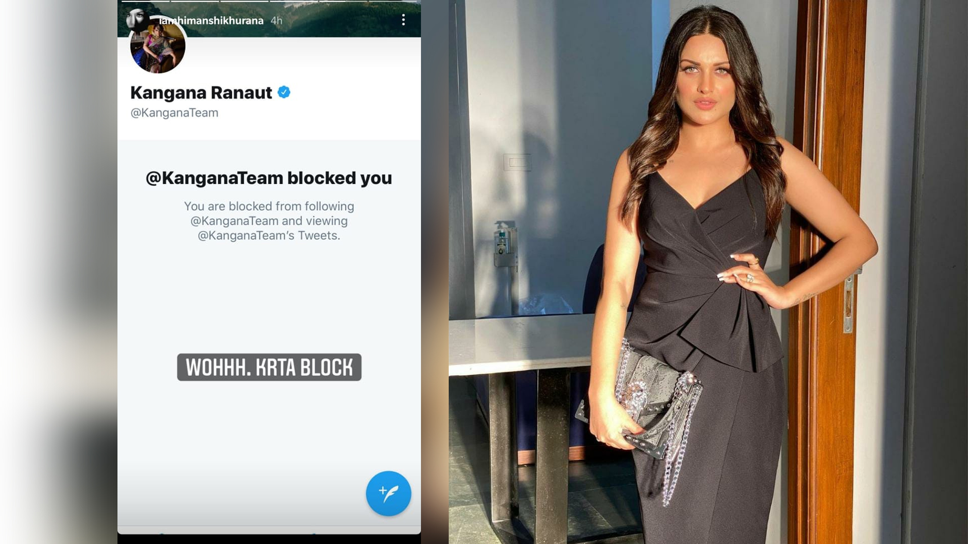 Kangana Ranaut blocks actor Himanshi Khurana on Twitter as she opposes her tweet and comes out in support of the farmers