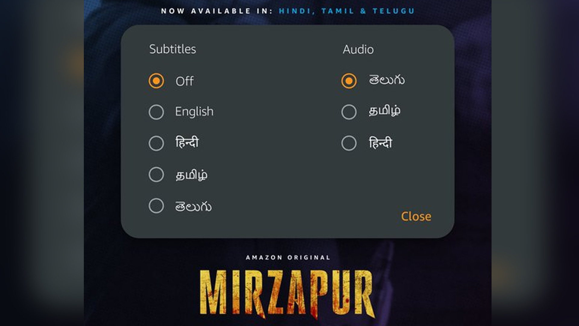 Watch Amazon Original Series Mirzapur Season 2 now in Tamil and Telugu on Amazon Prime Video