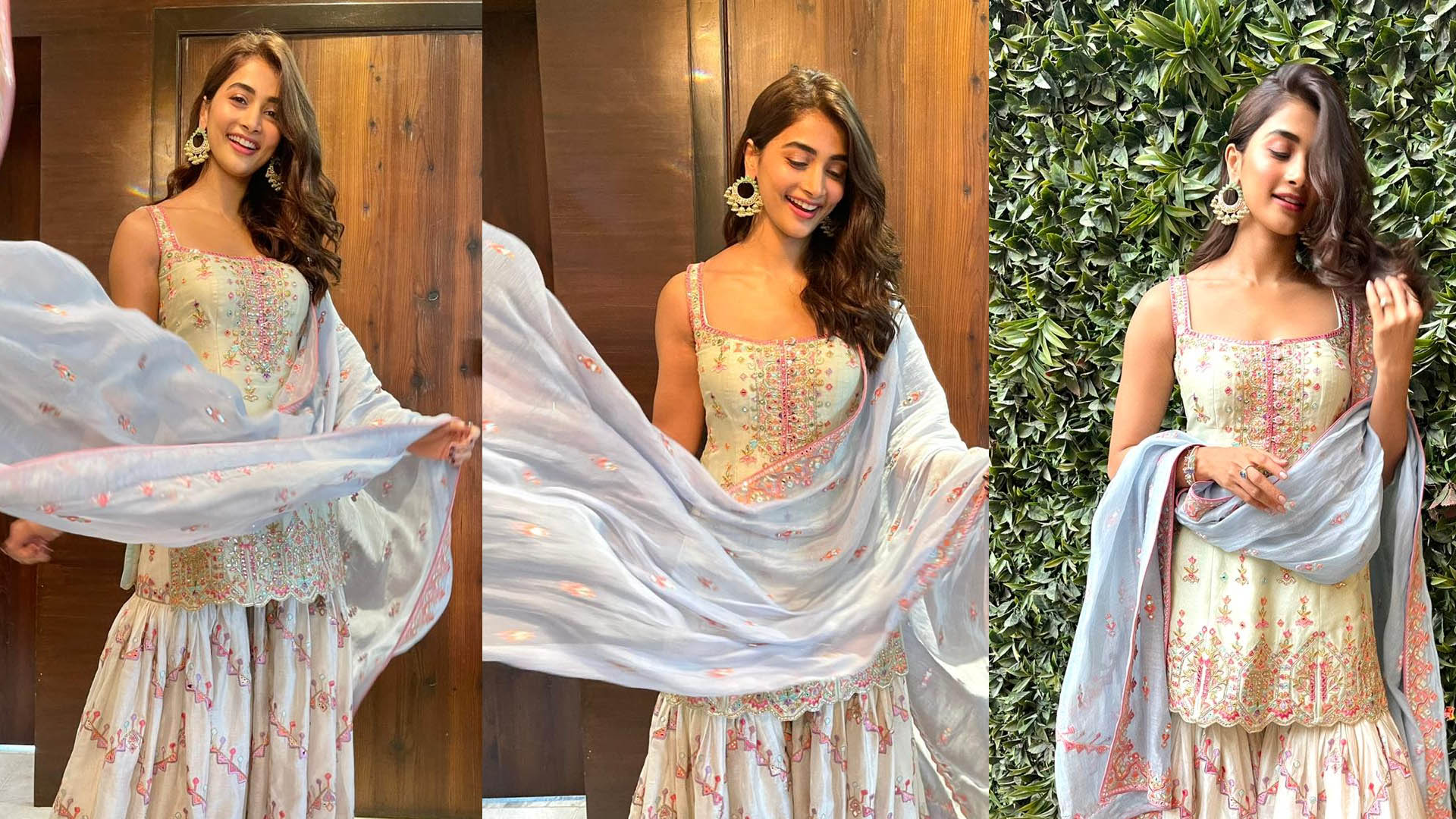 Pooja Hegde is melting hearts in this Pista Green Kurti and sharara