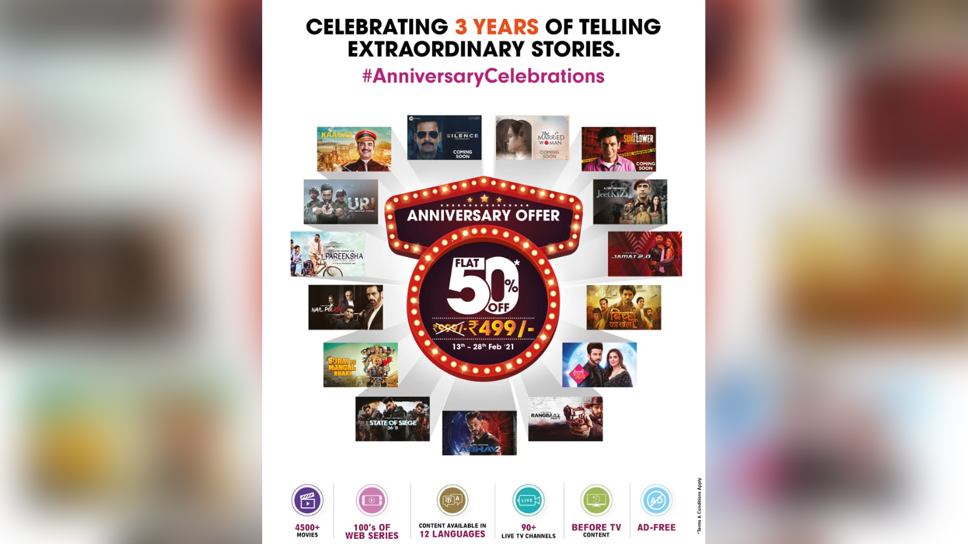 INDIA & BHARAT’S HOMEGROWN STORYTELLER ZEE5 CELEBRATES 3RD ANNIVERSARY PROMISES TO UNIFY MILLIONS WITH RIVETING CONTENT