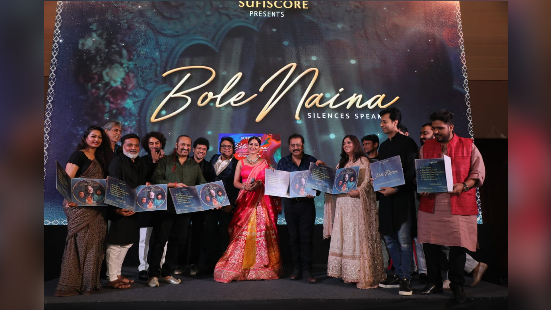 Sufiscore , the popular channel and record label, launched the album Bole Naina,  Silences Speak with lyrics by lyricist Gulzar, rhythm by Ustad Zakir Hussain , music by Violinist and composer Deepak Pandit , vocals  by Patibha Singh Baghel and video direction by Ravi Jadhav yesterday in the presence of music legends and fraternity.