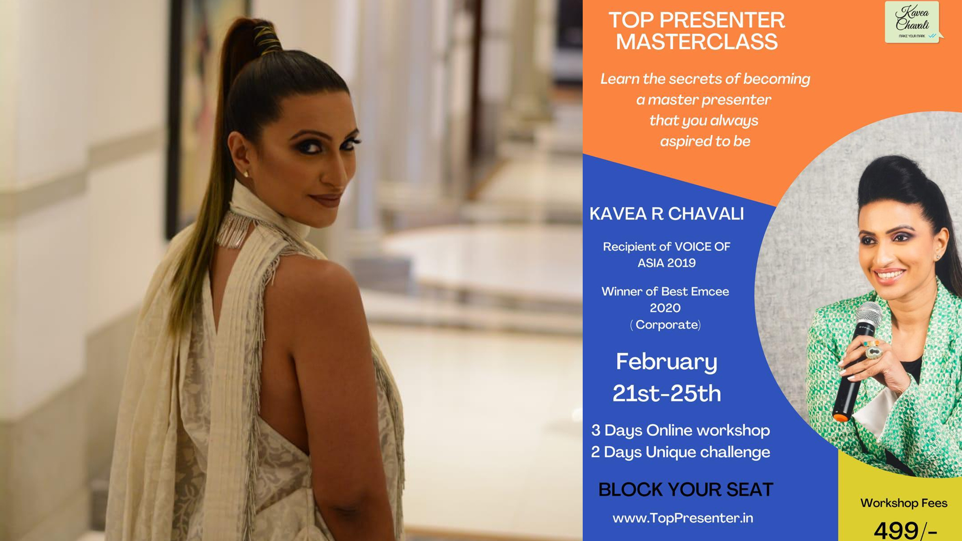 Award Winning Anchor Kavea Chavali to conduct ‘Top Presenter’ Masterclass Online