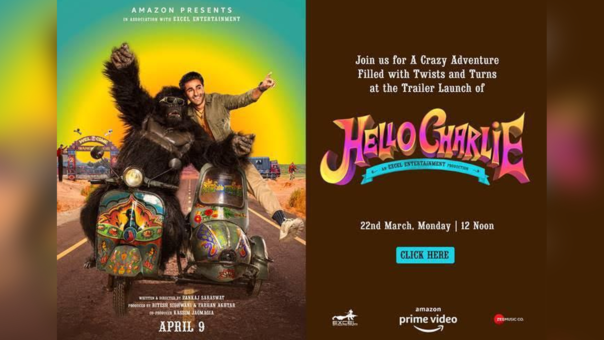 AMAZON PRIME VIDEO AND EXCEL ENTERTAINMENT UNVEIL AN INTRIGUING TRAILER OF THE ADVENTURE COMEDY HELLO CHARLIE