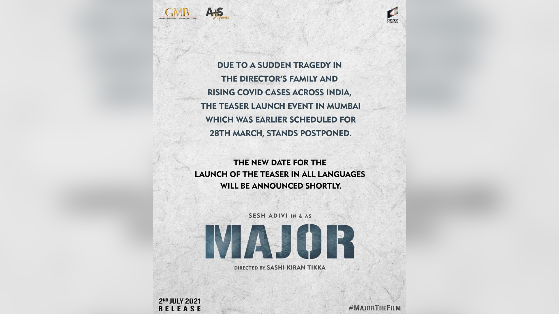 Team Major postpones teaser launch event in Mumbai