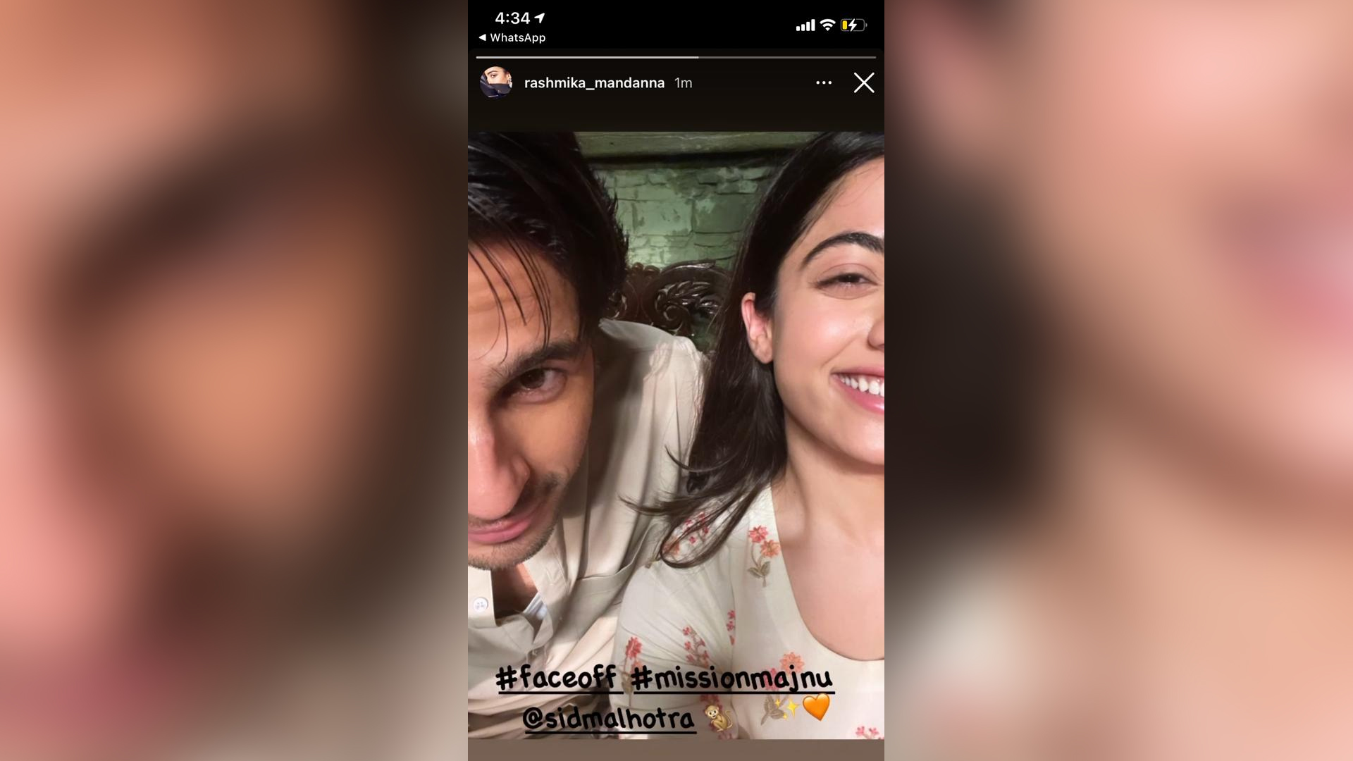 Rashmika Mandanna has a gala time with Sidharth Malhotra on the sets of her debut Bollywood film, ‘Mission Majnu’