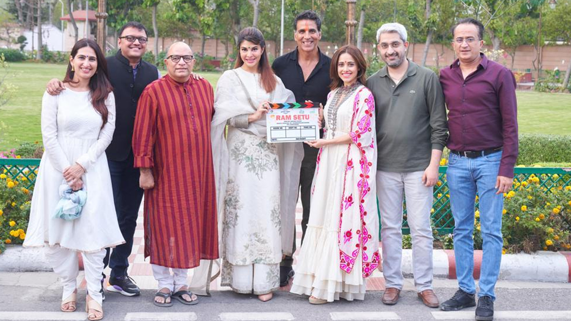 Team Ram Setu is all smiles in Ayodhya for the mahurat day