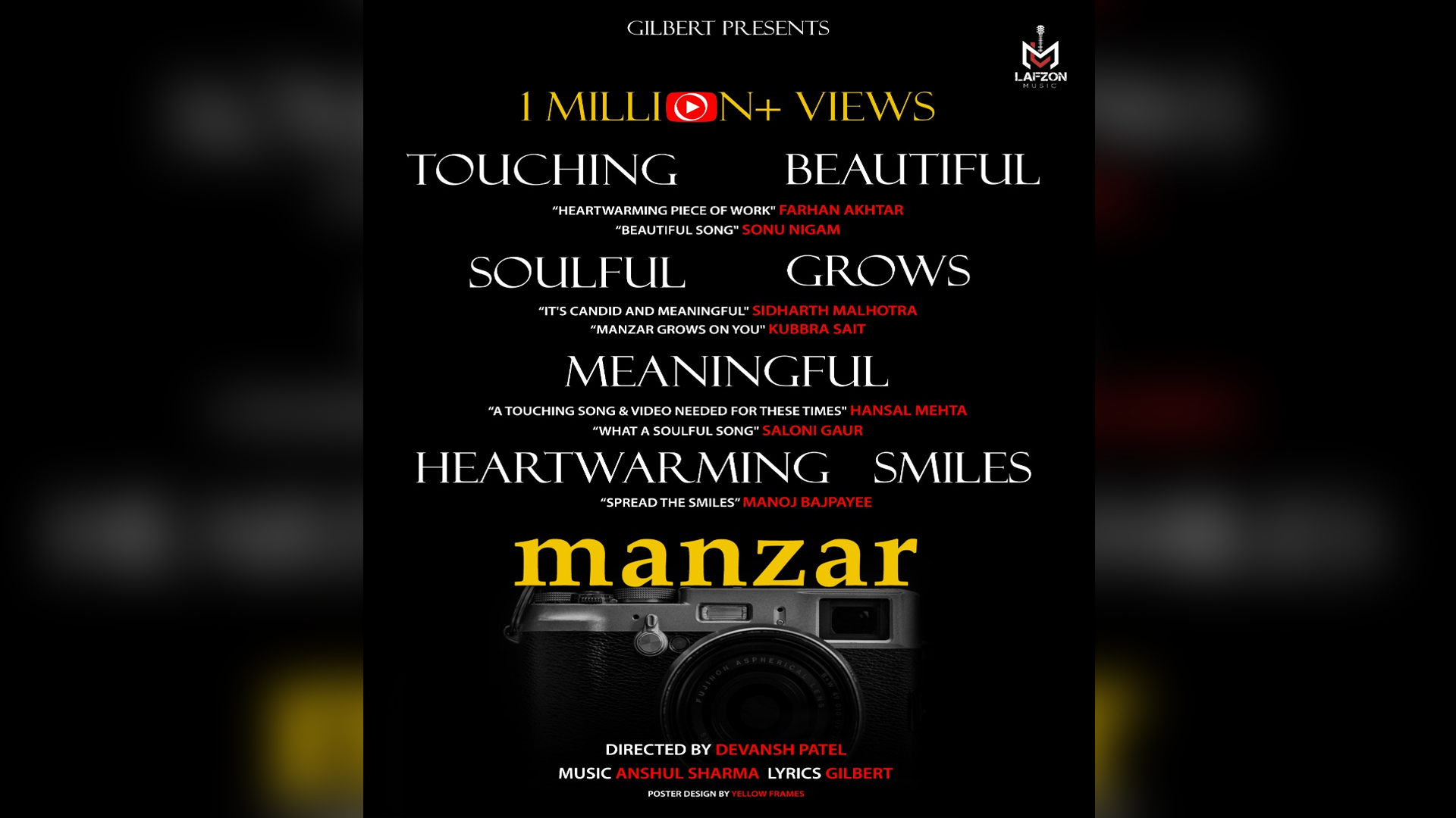 Farhan Akhtar, Manoj Bajpayee, Sonu Nigam and Hansal Mehta come in support of Manzar, song crosses 1 million views on Youtube