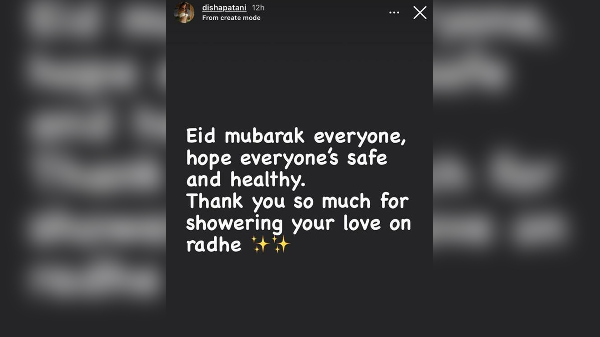 Disha Patani extends Eid wishes and thanks the audience for showering love on Radhe!