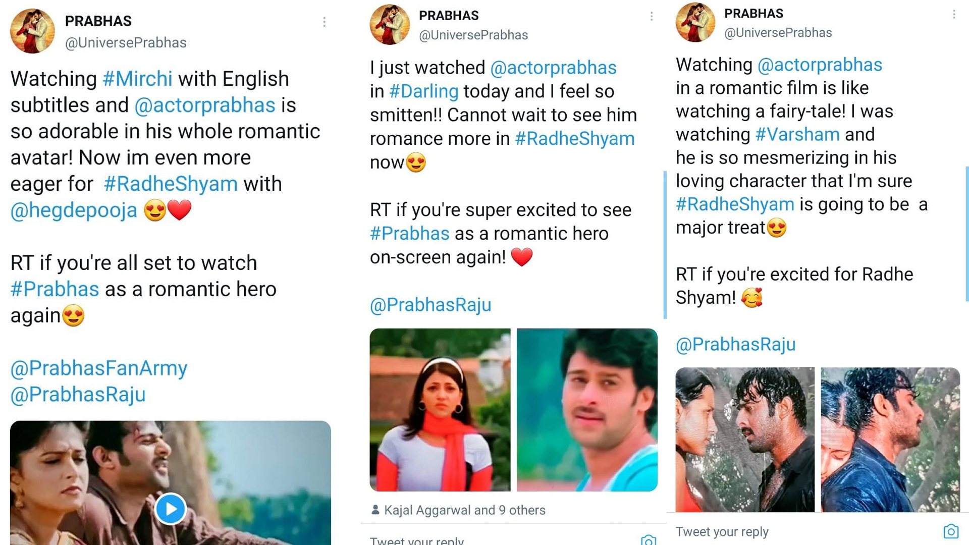 Pan-India star Prabhas’ fans are rewatching his romantic movies and can’t wait for his return to the genre with Radheshyam!