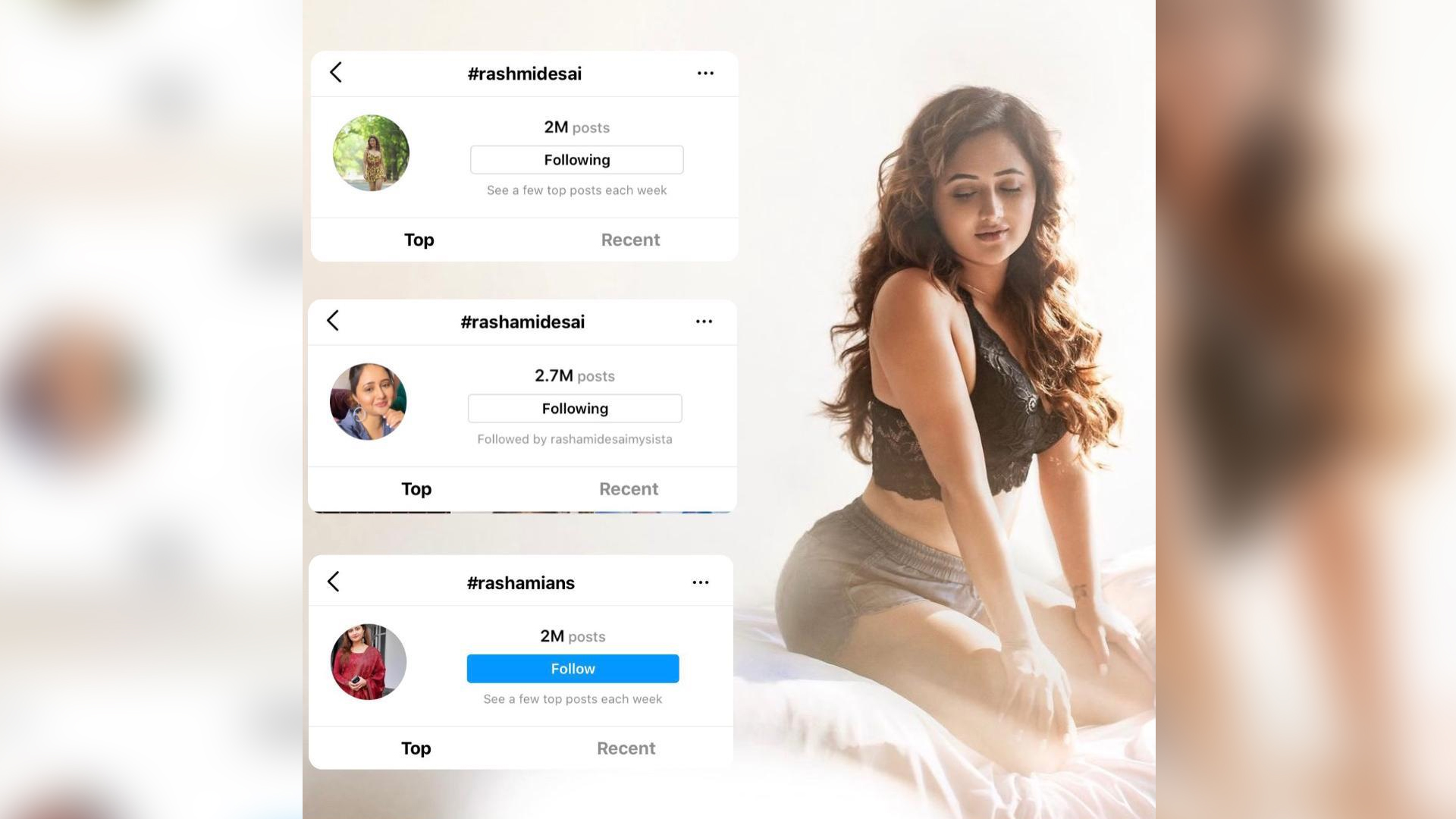 Rashami Desai ruling the social media chart, becomes the first Indian actress to cross 2million hashtags on Instagram of 3 different tags