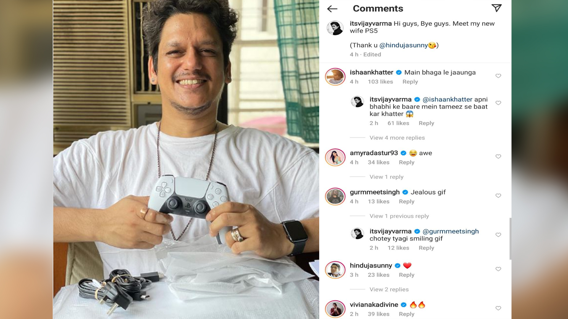 Vijay Varma introduces his new wife on Instagram, Ishaan Khattar says “Bhaga le jaunga”