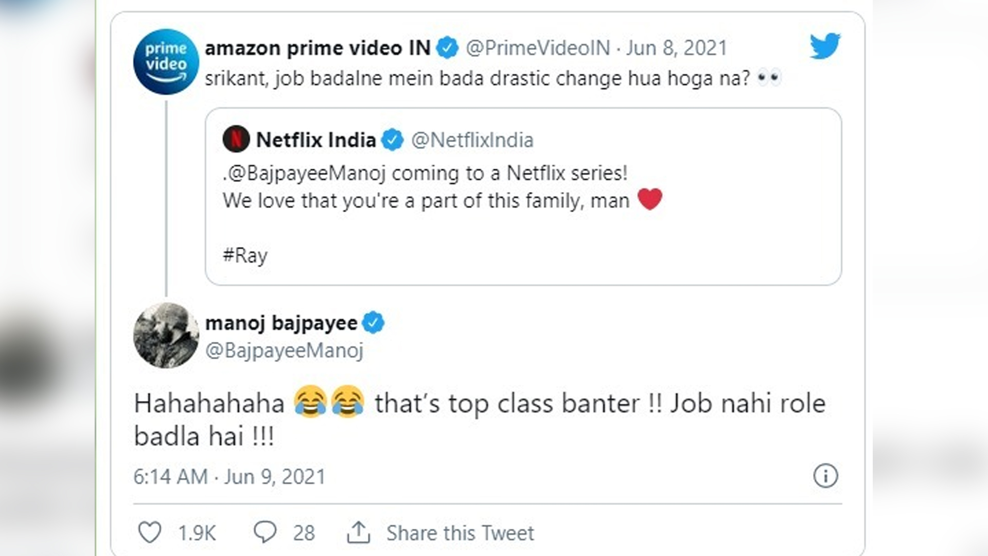 Amazon Prime Video and Netflix set social media abuzz over Manoj Bajpayee’s ‘Family’