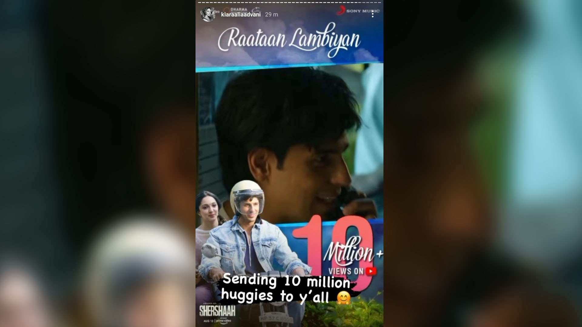 Amazon Prime Video’s Shershaah’s ‘Raatan Lambiyan’ crosses 10 Million views in just 24 hours, Kiara Advani sends “10 Million huggies to y’all”