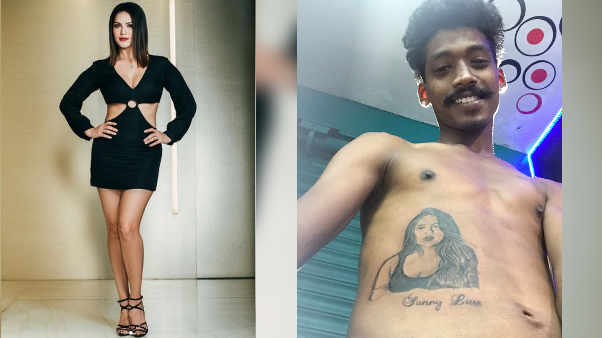 “Sunny Leone is surprised by a fan who got himself a tattoo of her face”