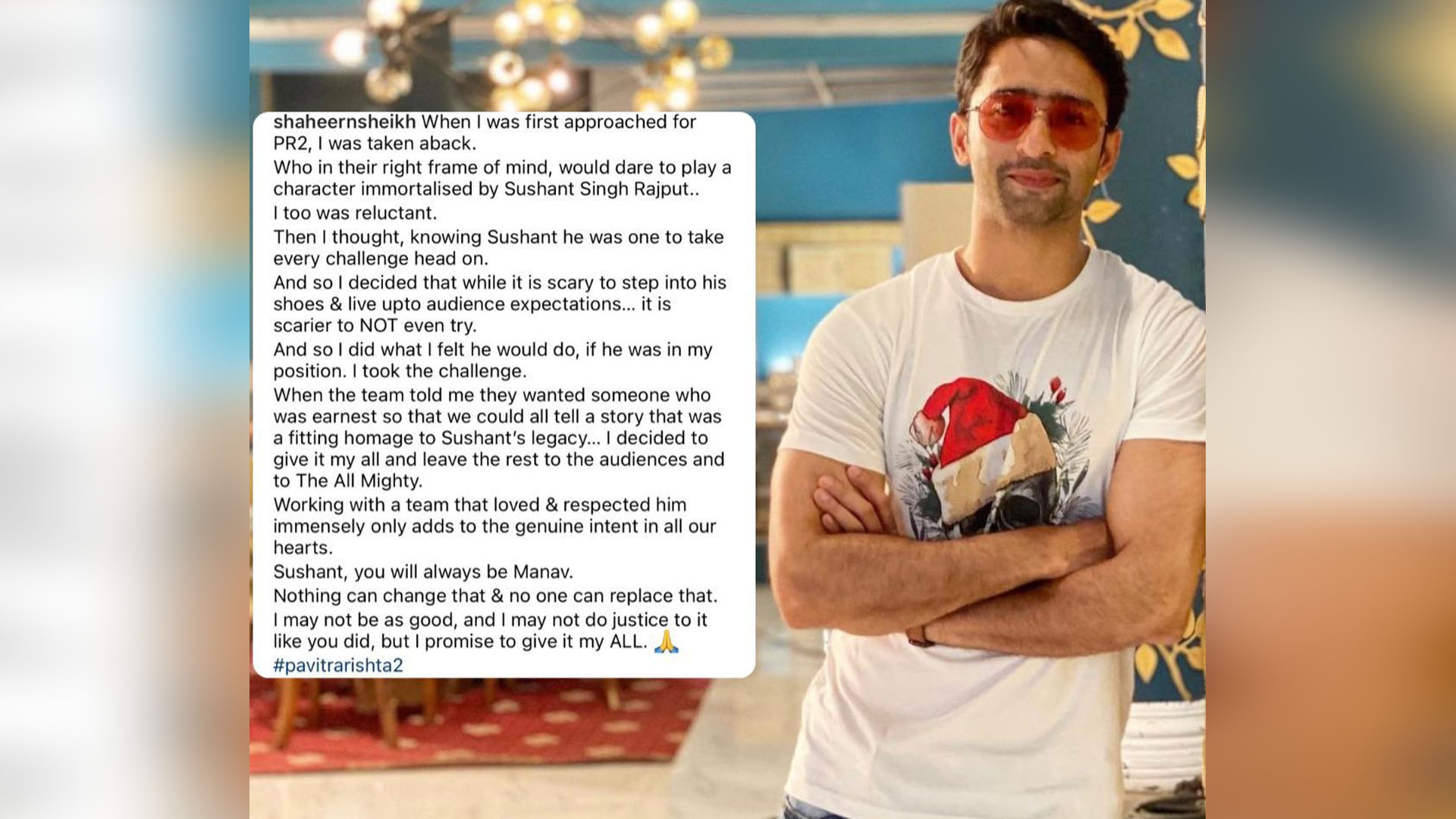 Shaheer Sheikh pens down an emotional note after getting to play Manav which was essayed by the late Sushant Singh Rajput