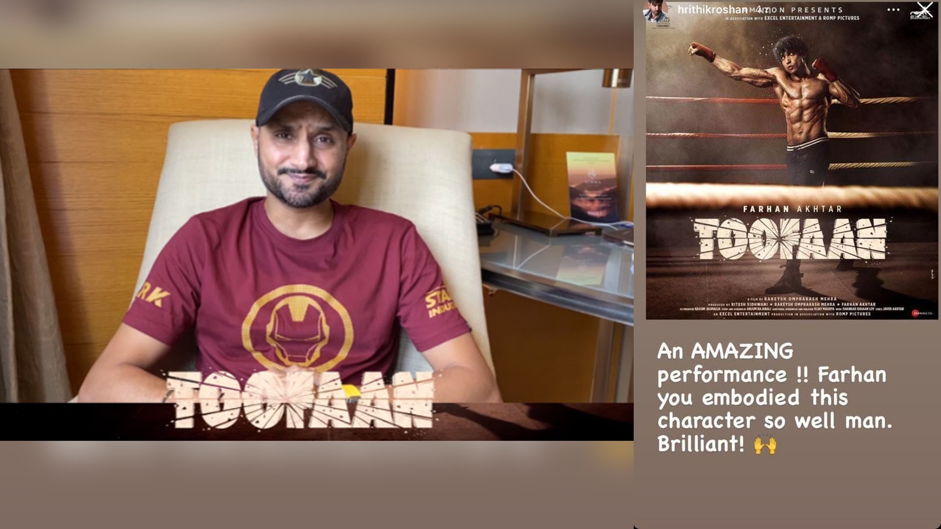 Farhan Akhtar’s Toofaan gets a shoutout from cricketer Harbhajan Singh and Hrithik Roshan!