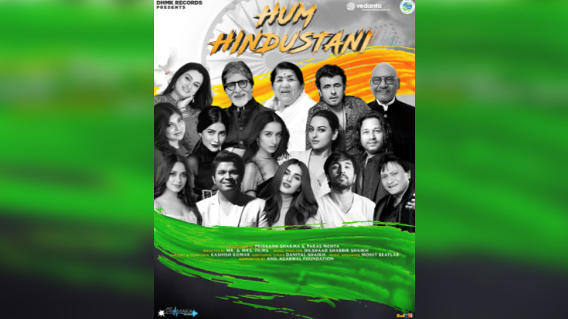 DHMK – Dhamaka Records, the exciting new music label is all set to release a one of a kind track which features 15 Legendary personalities and industry stalwarts for the first time ever, collaborating and showcasing unity which resonates with hope and India uniting in the fight against the pandemic!