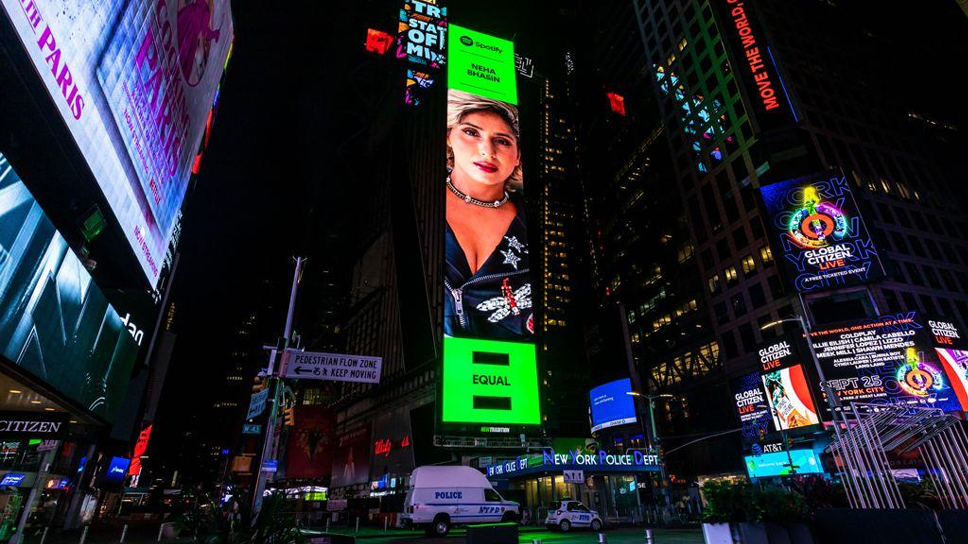 Breaking News : Neha Bhasin features on Times Square Billboard, as she becomes the artist of the month on Spotify(Equal playlist) for her song #OotPatangi