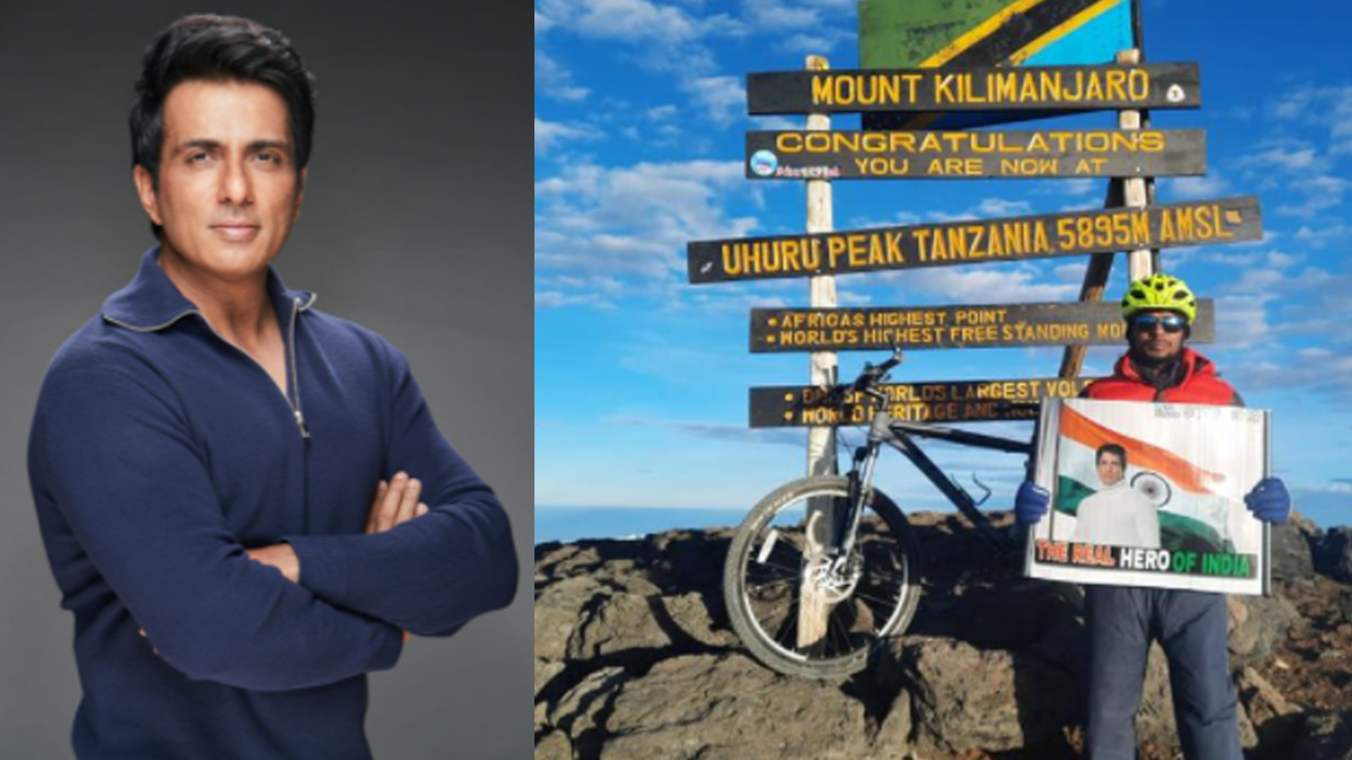 Breaking News: Mountaineer and Cyclist Uma Singh Conquers MT. Kilimanjaro and dedicates his victory to Sonu Sood!