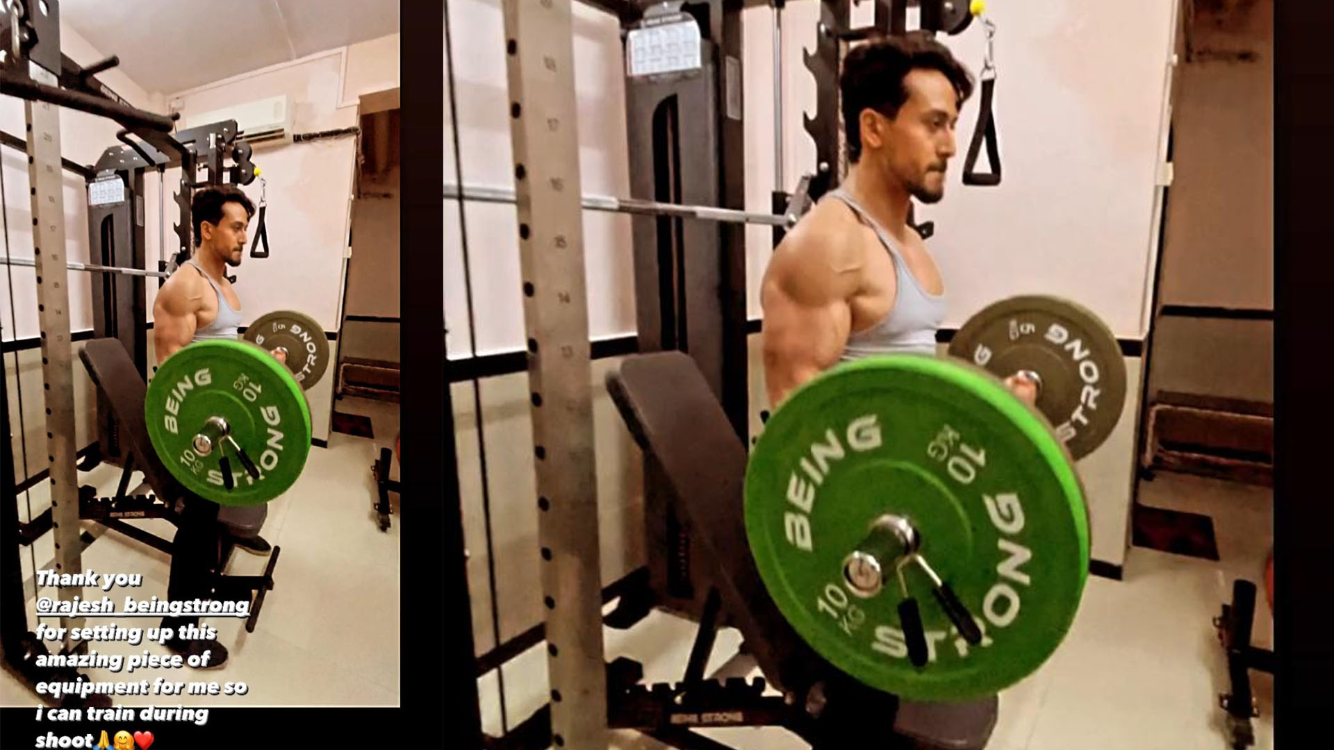 Tiger Shroff sets up a small gym on the sets of his next, likes to keep training amidst shoot!