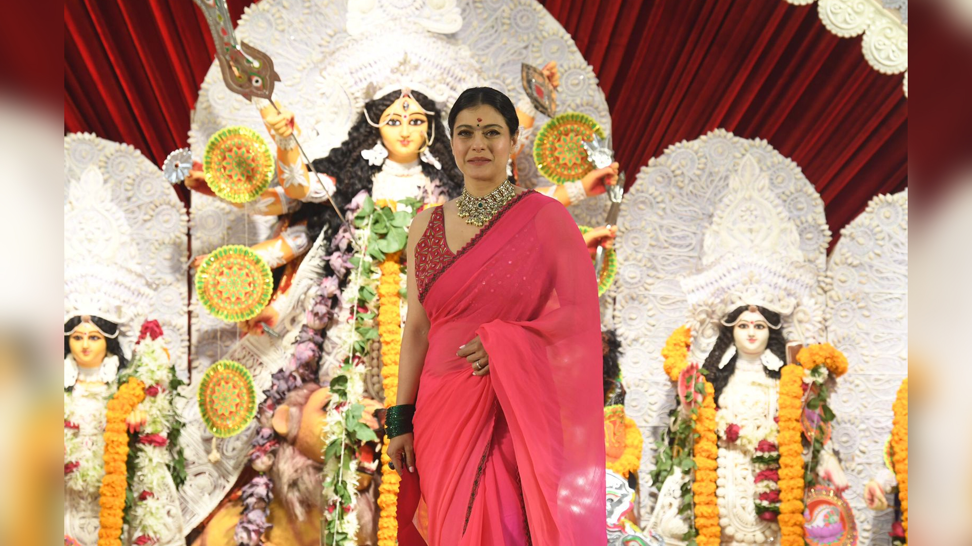 Kajol, Sumona Chakravarti, Debu Mukerji , Sharbani Mukherji, Samrat, Bappa Lahiri visit North Bombay Sarbojanin Durga Puja Samiti 2021, one of the oldest and the biggest Durga Puja in Mumbai goes virtual consecutively for the second year amid the COVID pandemic, adheres to strict norms, only DOUBLE VACCINATION PEOPLE ALLOWED