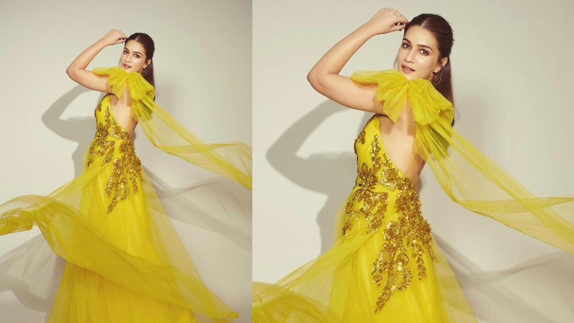 Kriti Sanon looks radiating in Yellow Offshoulder dress