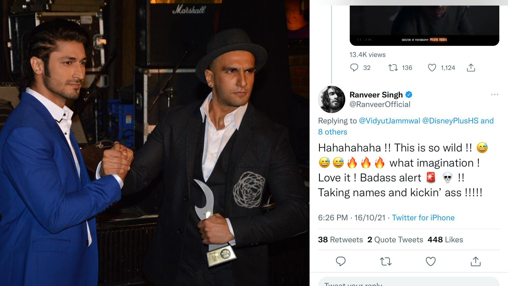 Ranveer Singh’s hilarious reply to Vidyut Jammwal’s version of Tattad Tattad from ‘Sanak’ is winning hearts!