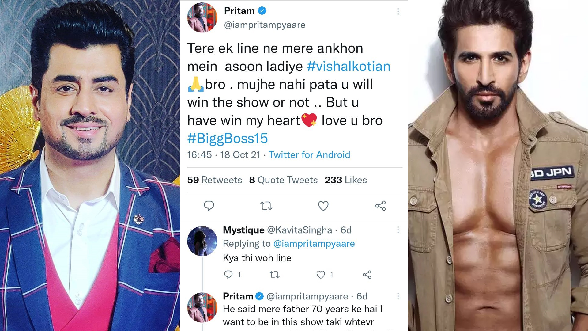 Ex Big Boss contestant Pritam breaks down in tears after hearing this line from Vishal Kotian!