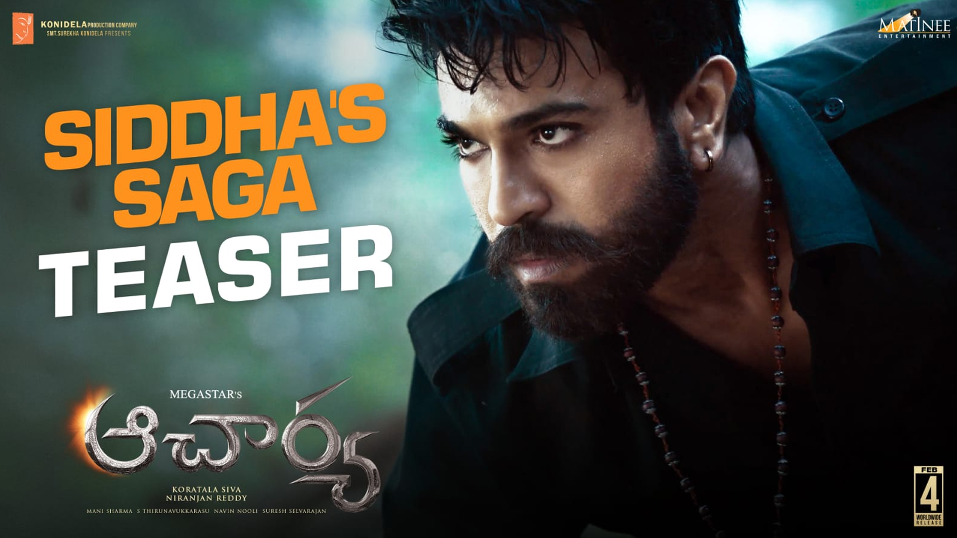 The makers of Acharya released a trailer of Mega Power Star Ram Charan’s upcoming role Siddha.