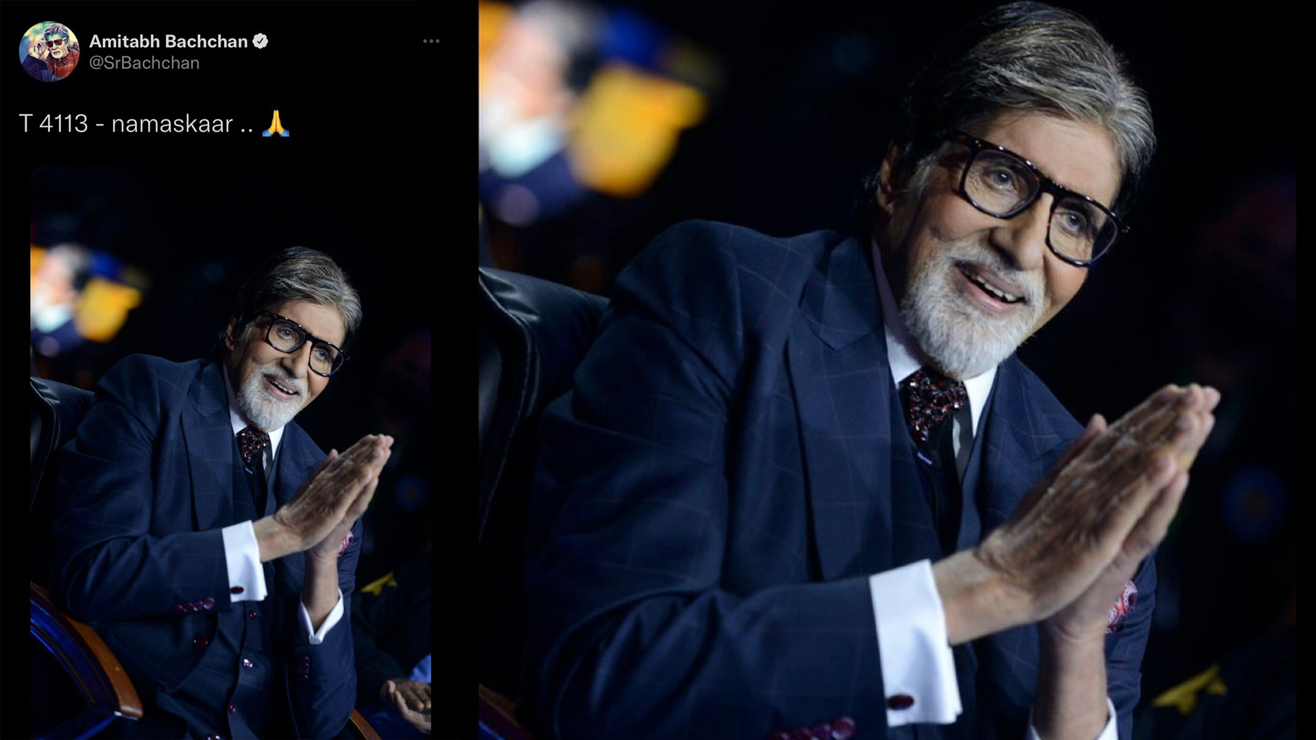 Abhishek Bachchan reshares a tweet of Big B correcting him to greet People on KBC 13 sets with ‘Nomoshkar‘ ahead of his release, Bob Biswas