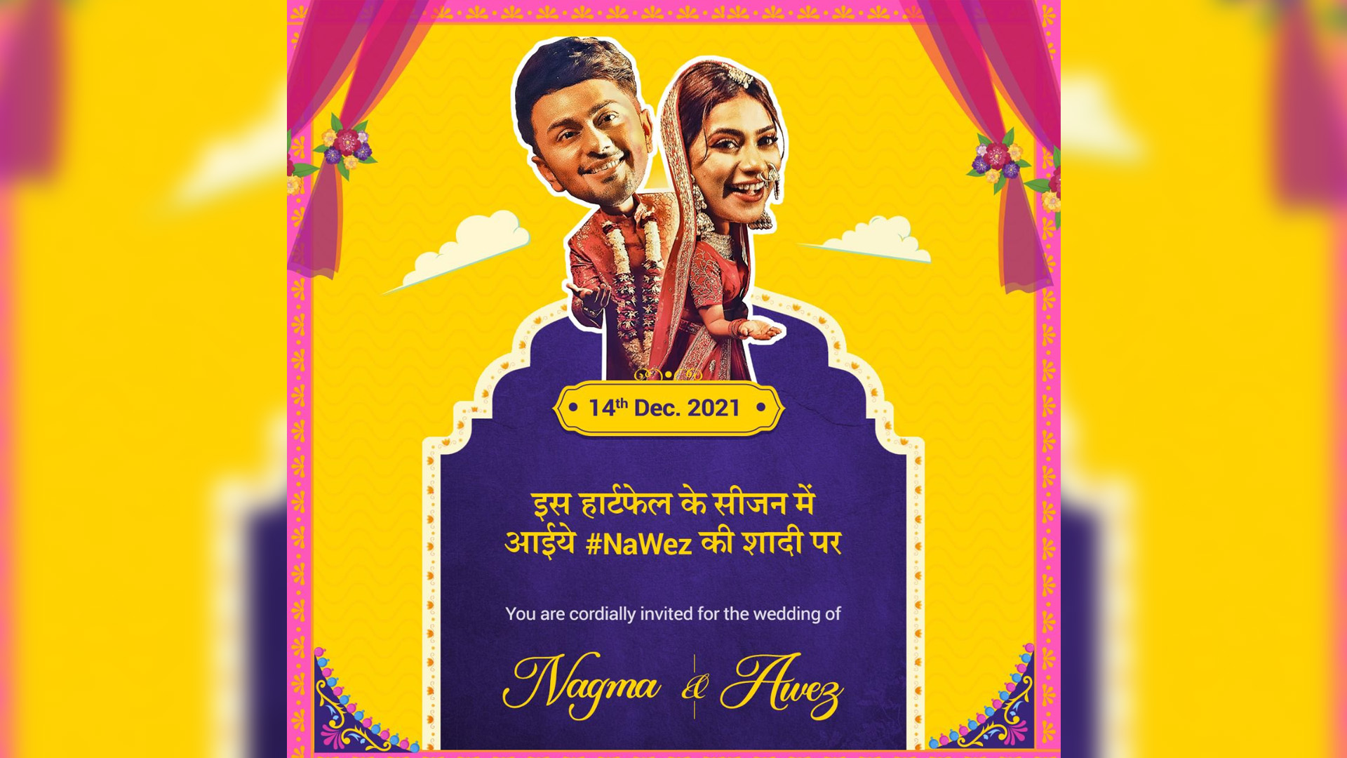 Amidst their engagement rumors Awez Darbar and Nagma Mirajkar wedding card gets leaked online.