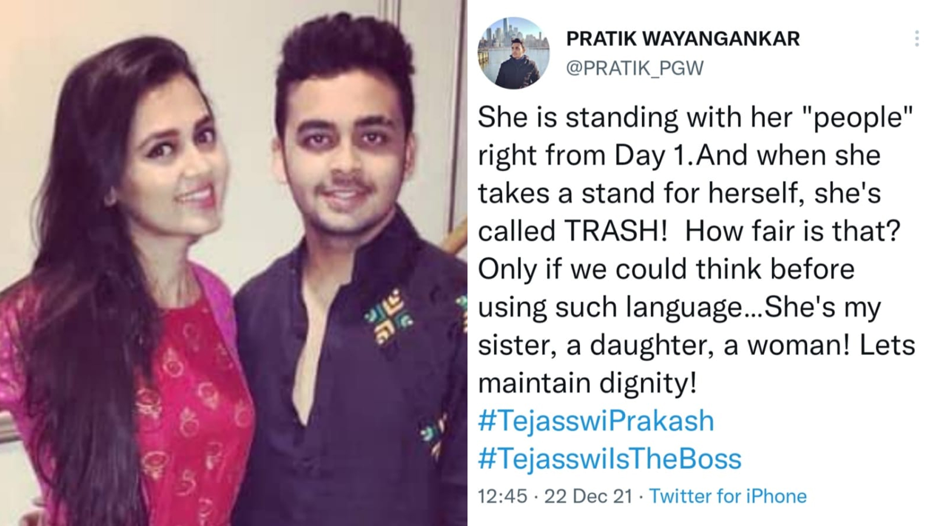 Tejasswi Prakash brother Pratik comes out in support of her, says she’s my sister, a daudghter, a woman! Lets maintain dignity!