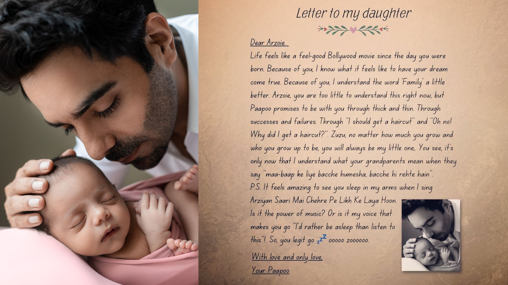 Aparshakti’s letter to his daughter Arzoie on National Girl Child Day is all things adorable!