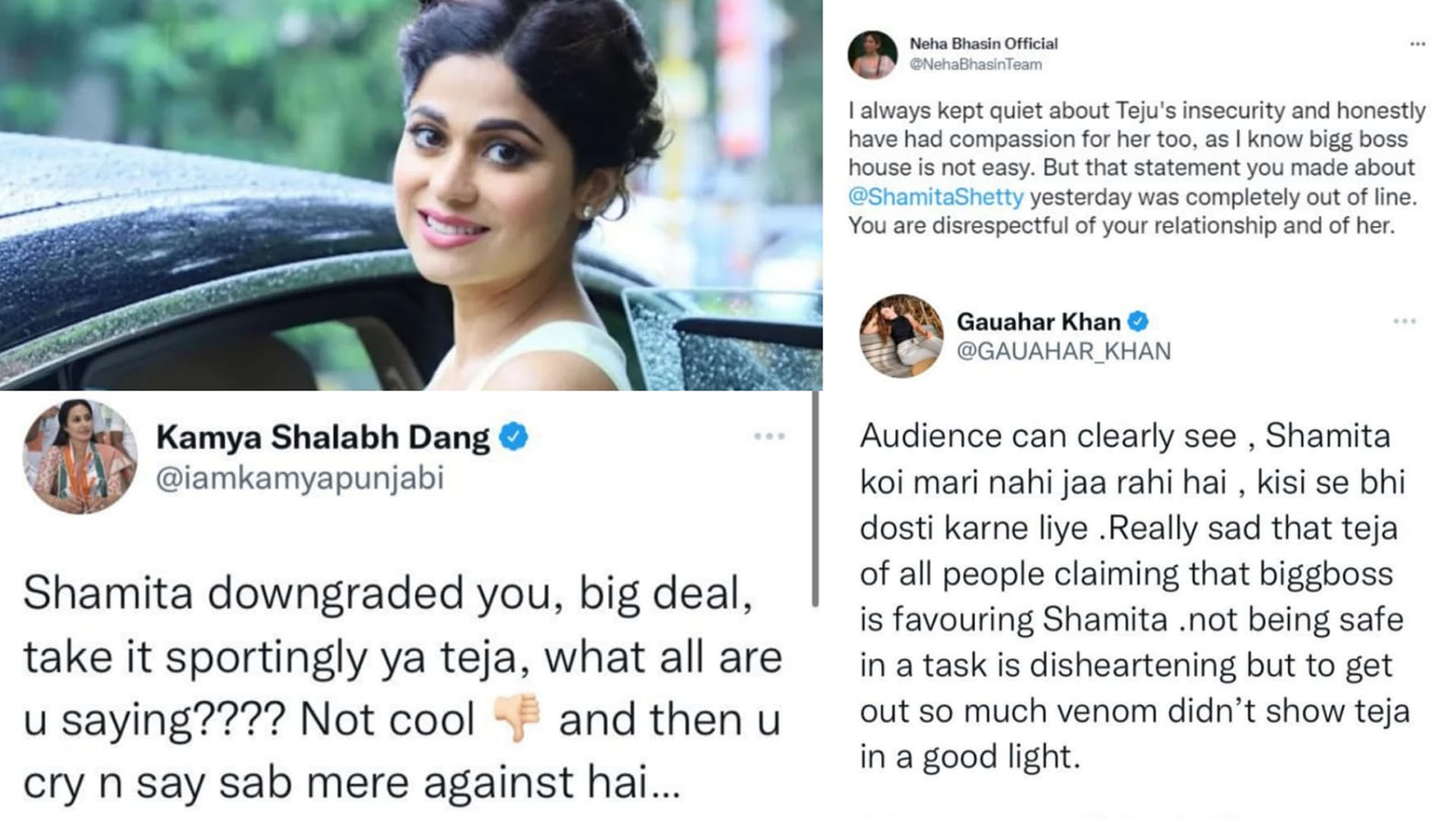 Gauahar Khan, Neha Bhasin and Kamya Punjabi comes out in support of Shamita Shetty, says, “Shamita koi mare nahi ja rahi hai kisise bhi dosti karne.”