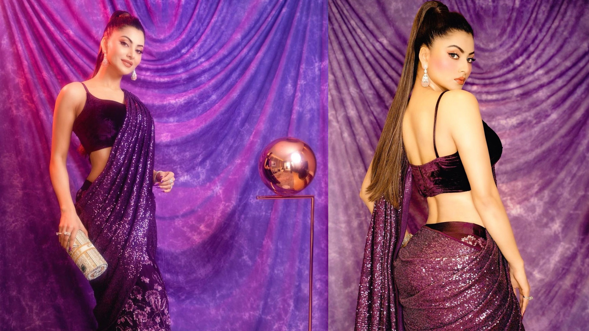 Urvashi Rautela Dazzles In A Purple Saree, The Entire Looks Costs A Whopping Amount Worth 5 Lakh Rupees- Check out Images Now