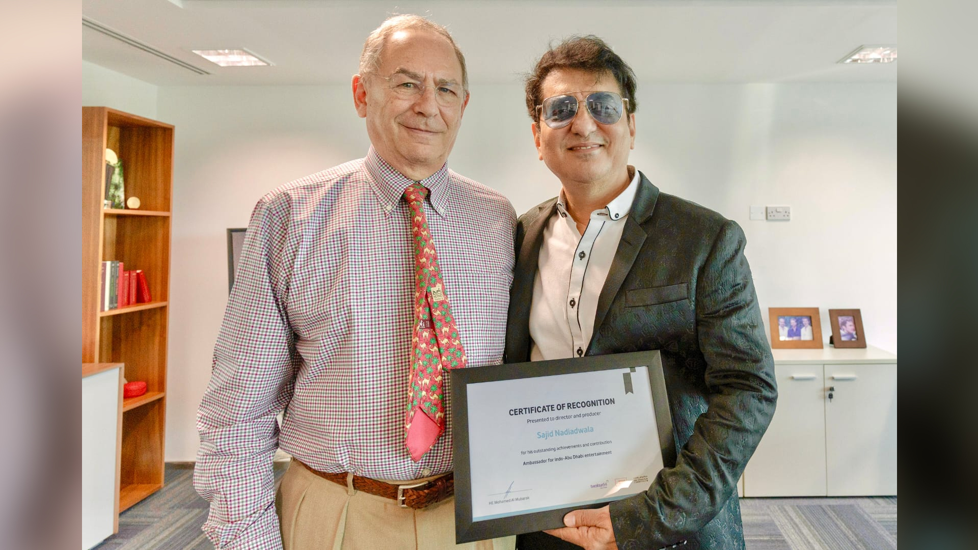 Sajid Nadiadwala receives Certificate of Recognition as Ambassador for Indo-Abu Dhabi entertainment!