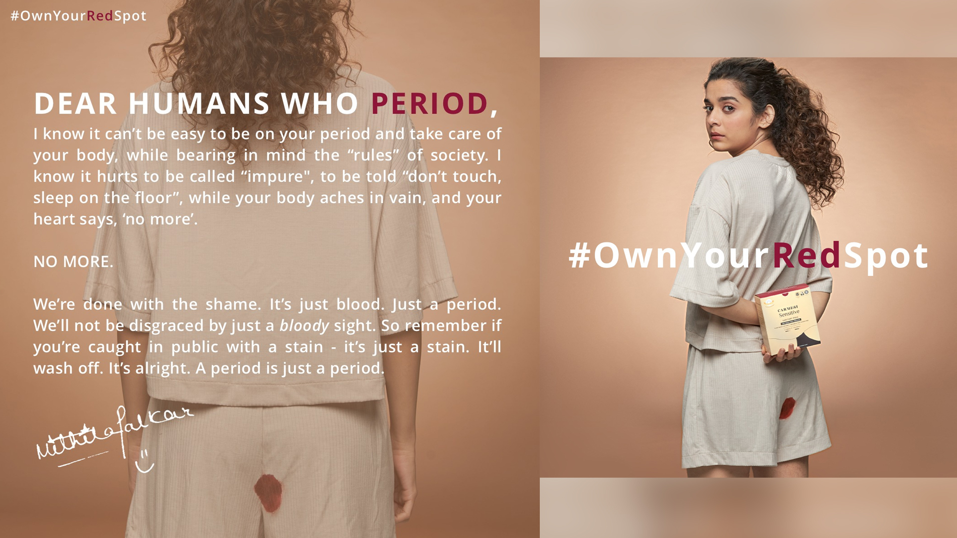 CARMESI ANNOUNCES MITHILA PALKAR AS THE BRAND AMBASSADOR AND URGES PEOPLE WITH PERIODS TO #OWNYOURREDSPOT