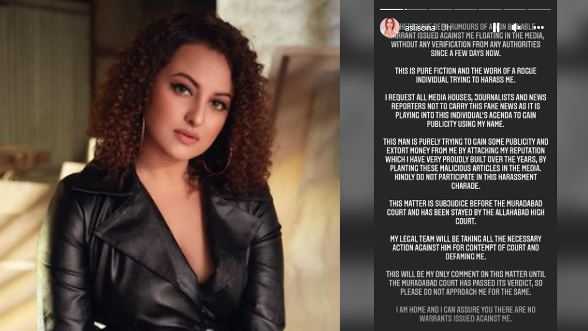 Actress Sonakshi Sinha, issues an official statement on the malicious rumours floating in the media