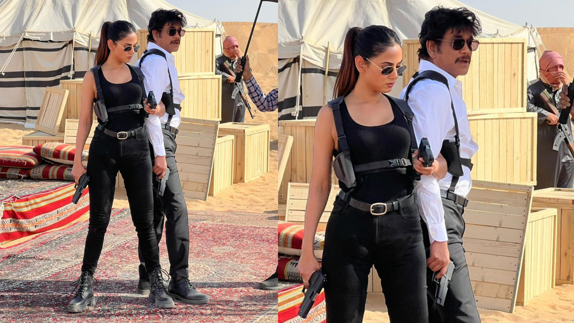 This leaked picture of Sonal Chauhan & Akkineni Nagarjuna from the sets of their film The Ghost will leave you wanting more!